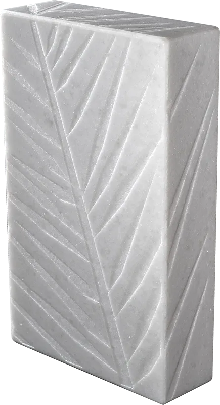 Agli Hanbury, natural state — botanical palm-leaf engravings flowing across crystalline marble